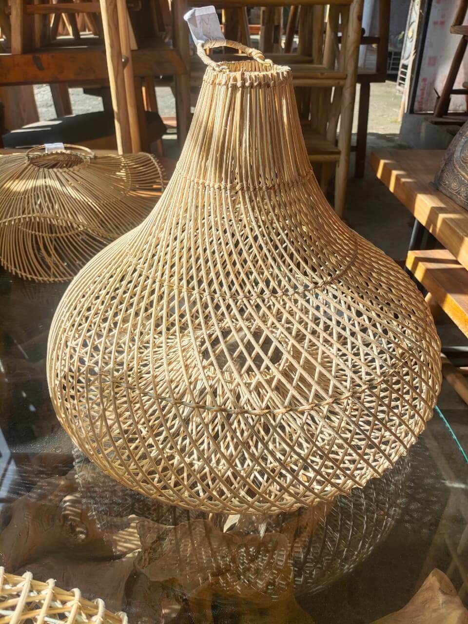 Lamp Basket A handmade rattan in teardrop shape for eco-frienly home