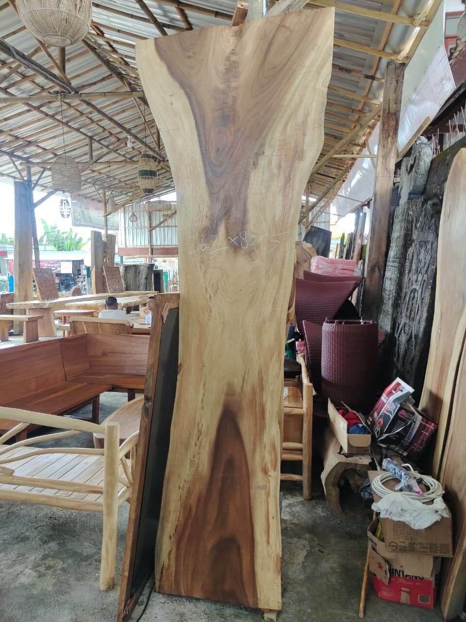 Papan Kayu Alami 262 x 80 x 5 cm